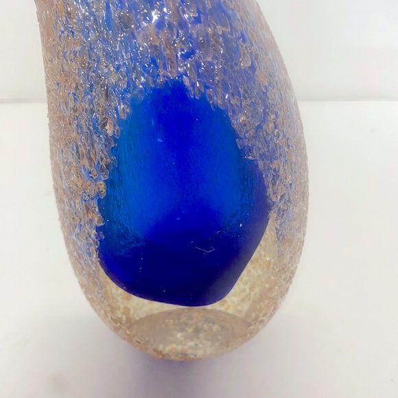 Rare  Vintage Italian Murano Mandruzatto Sommerso. Clear Textured Vase - Picture 6 of 10